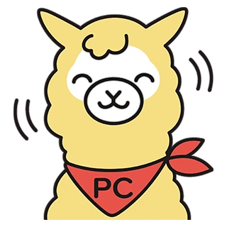 タイピングゲームに挑戦するアルパカくん